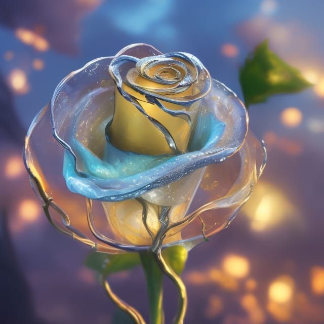 Elegant Glass Rose Digital Painting in 8K