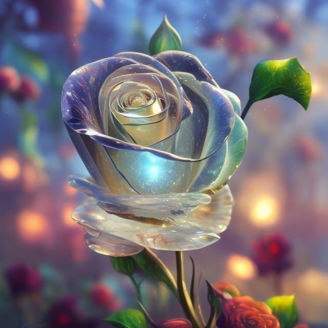 Intricate Glass Rose Digital Painting in 8K