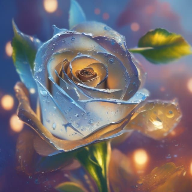 Elegant Glass Rose Digital Painting in Dark Fantasy Style