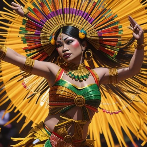 Filipino Dancer in Horror Vacui Style Festival Art