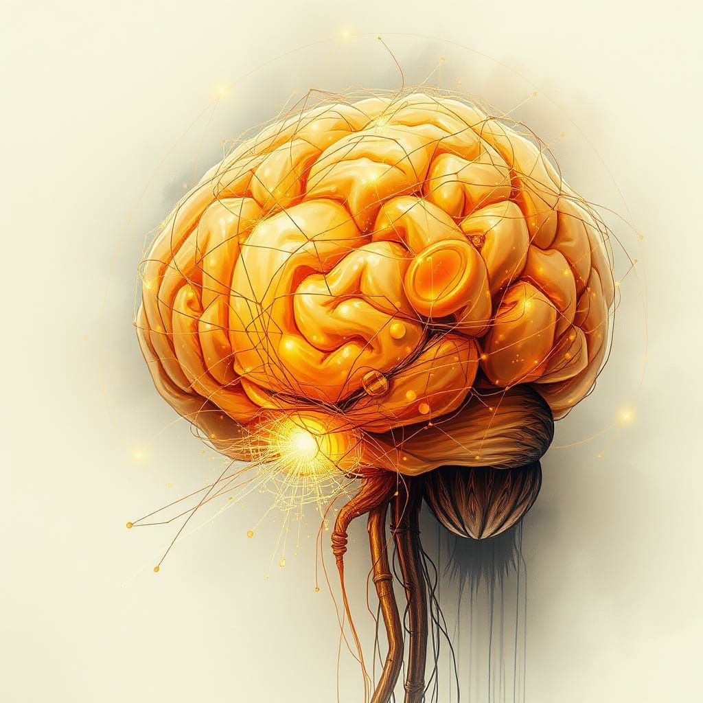 Gigantic Translucent Brain Woven From Glowing Spider Silk