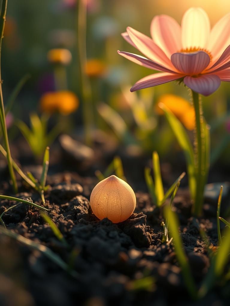 Glowing Seed of Hope in a Lush Meadow