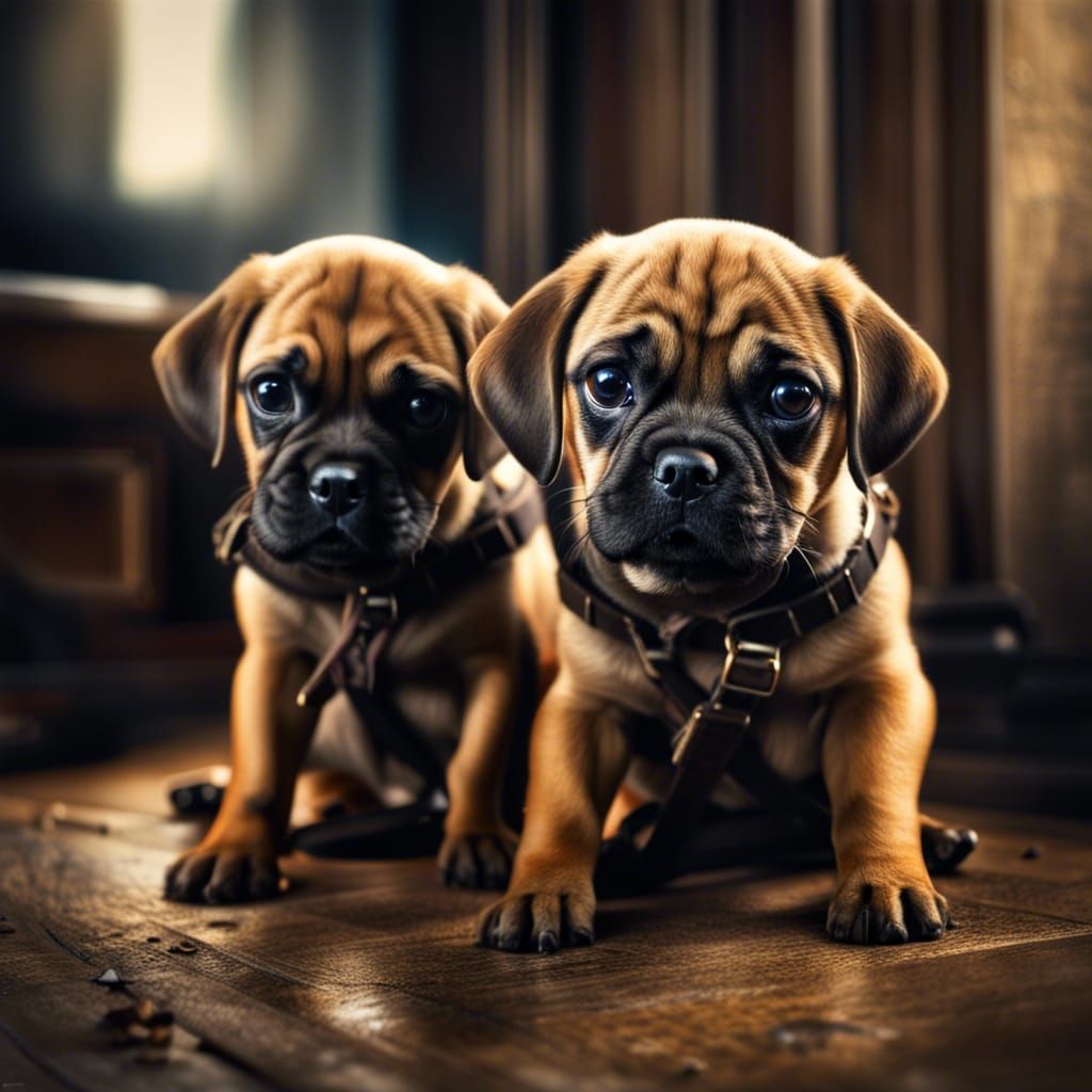 Hyperrealistic Pug Puppies in High Definition