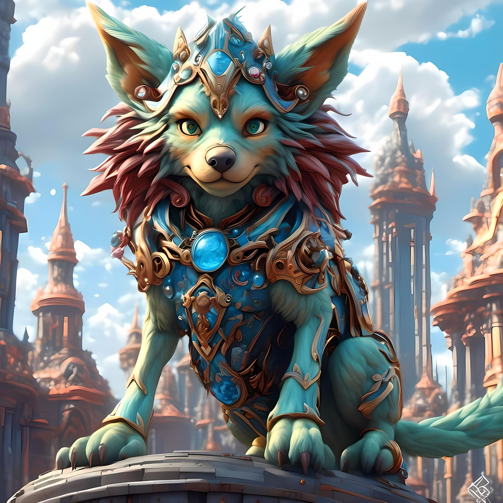 Marble Statue of the Aeon Punk Hound,