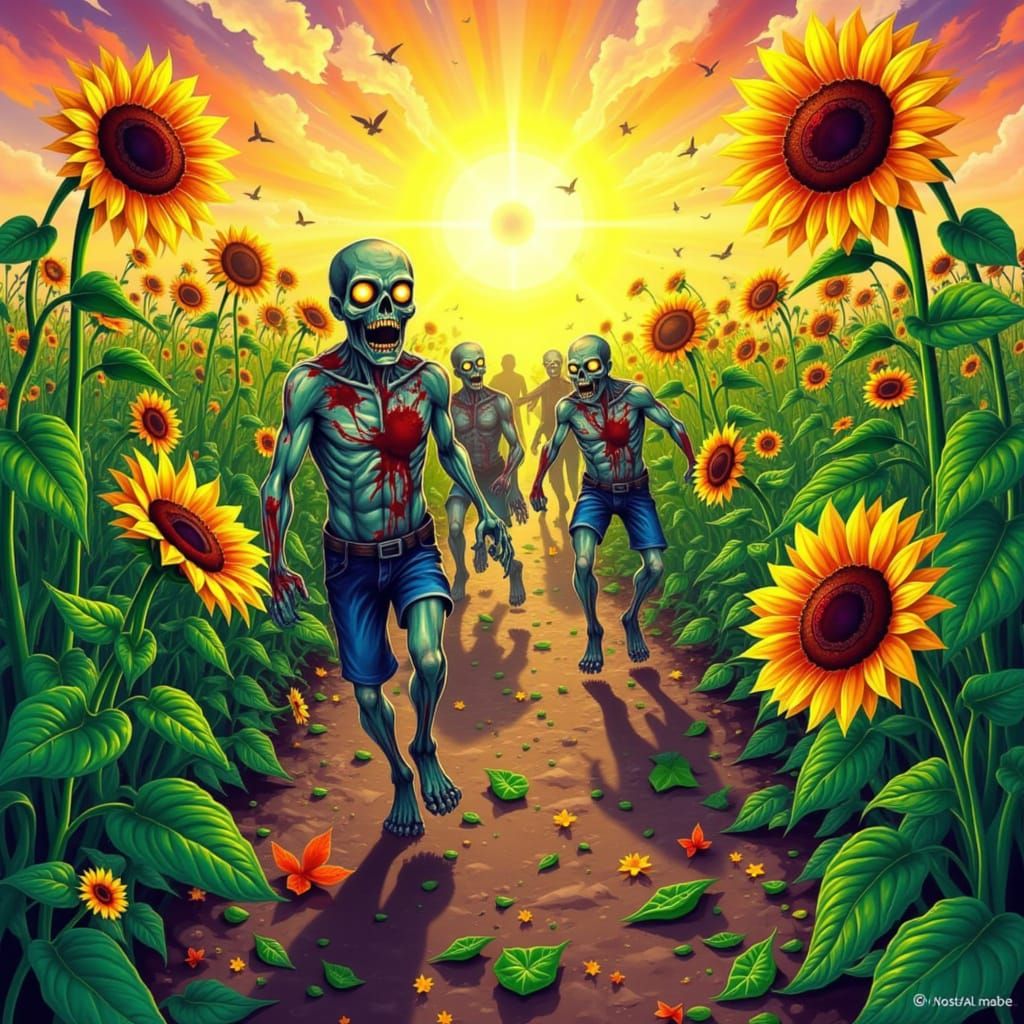 Zombies vs. Pea Shooters in a Sunny Garden