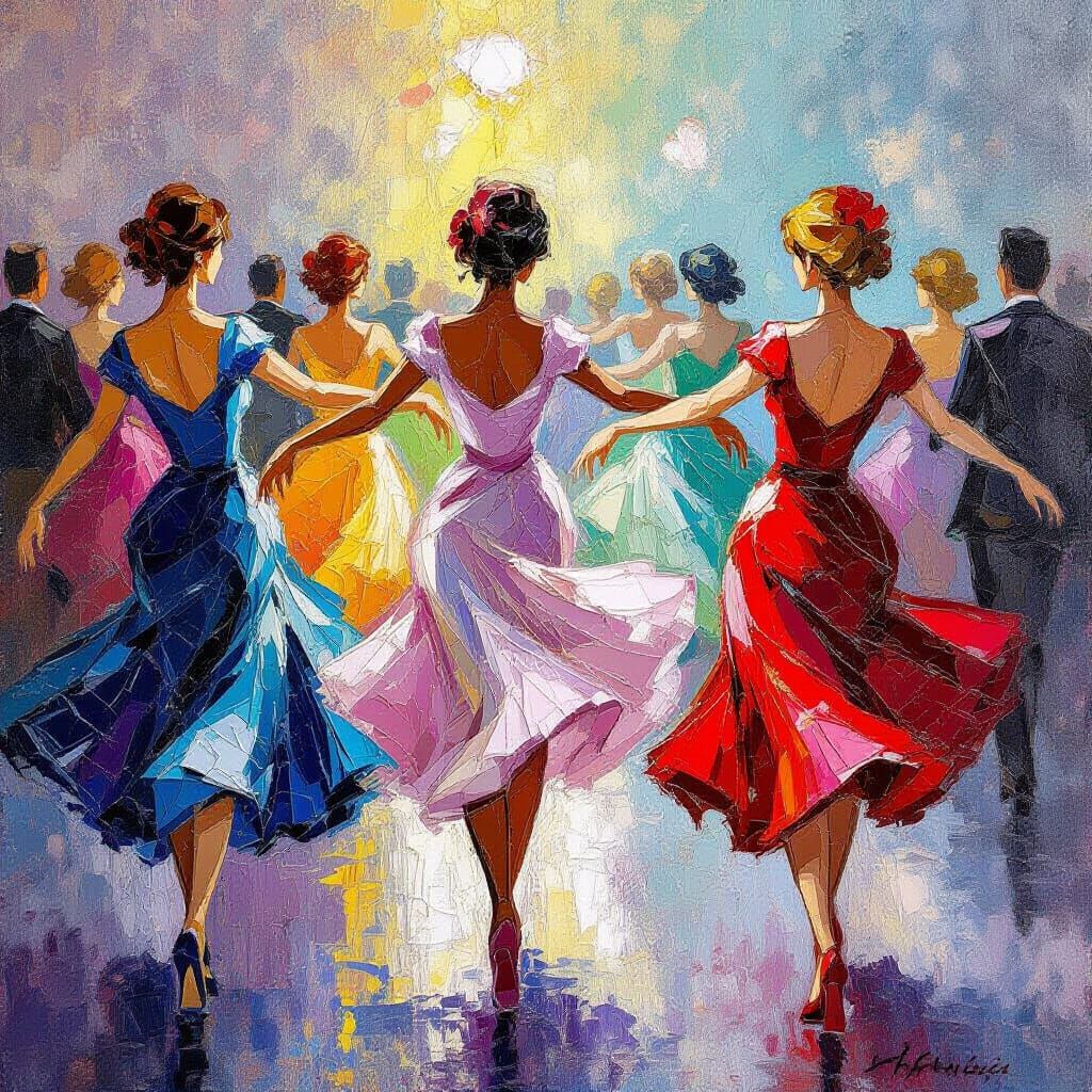 1927 Girls Dancing in Neo-Impressionist Style