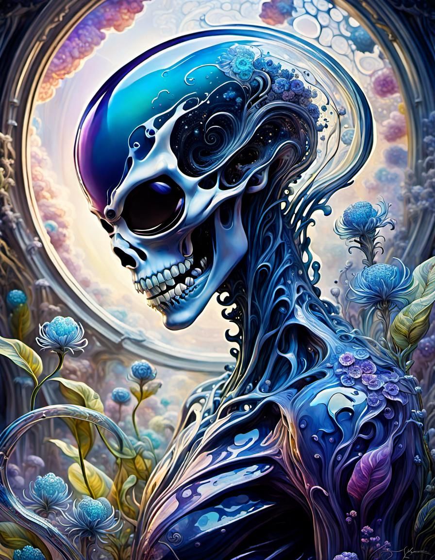 Ethereal Transparent Alien Dreamscape in Digital Painting St...