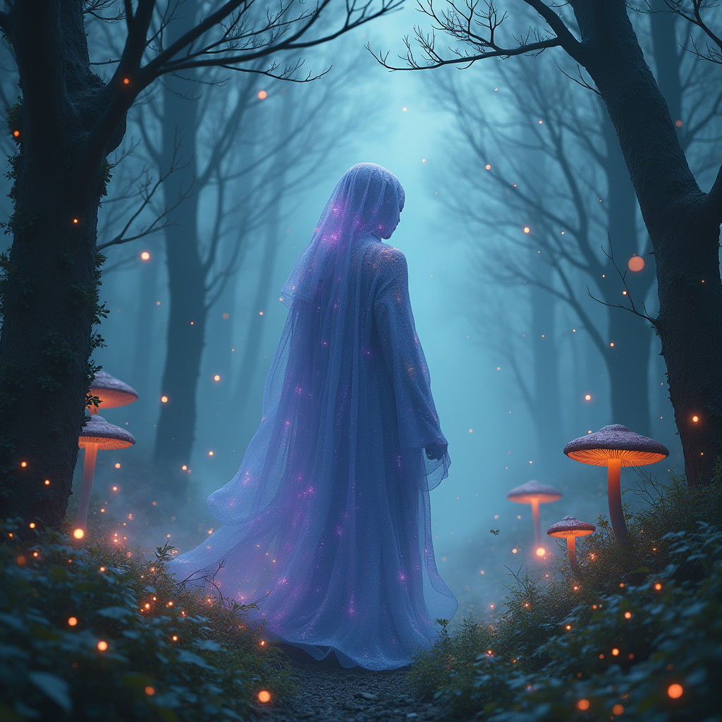 Ethereal Being in Mystical Forest: Fantasy Concept Art