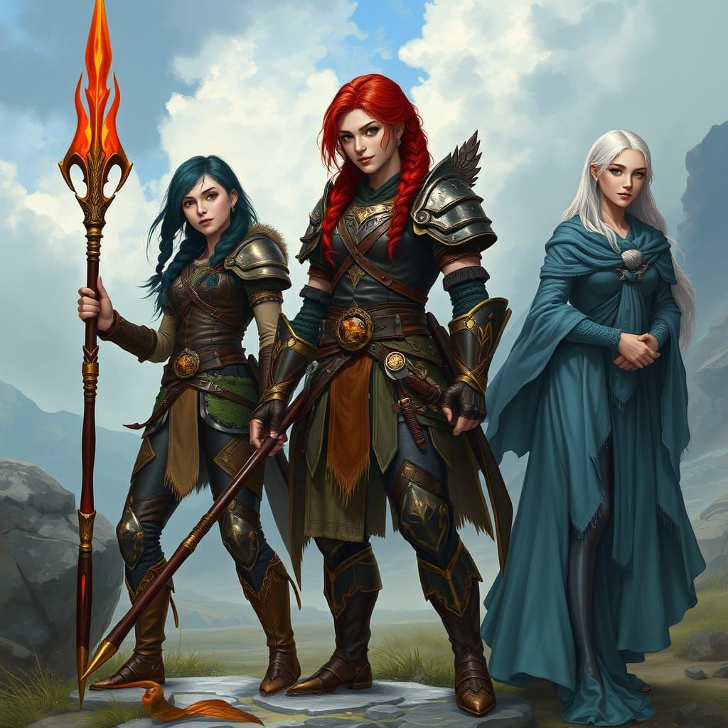 Fantasy Trio in Landscape Inspired by Stalenhag