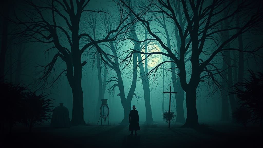 Vampire in Dark Romantic Night Scene