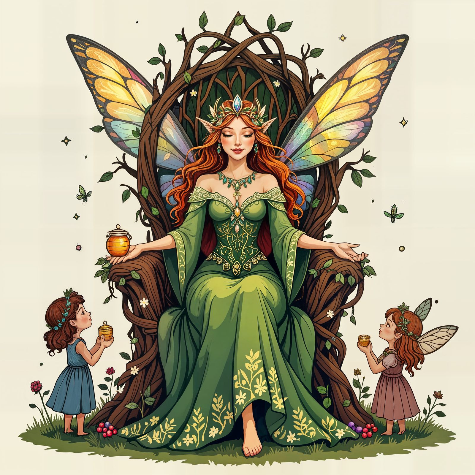 Enchanting Celtic Fairy Queen in Children's Book Style