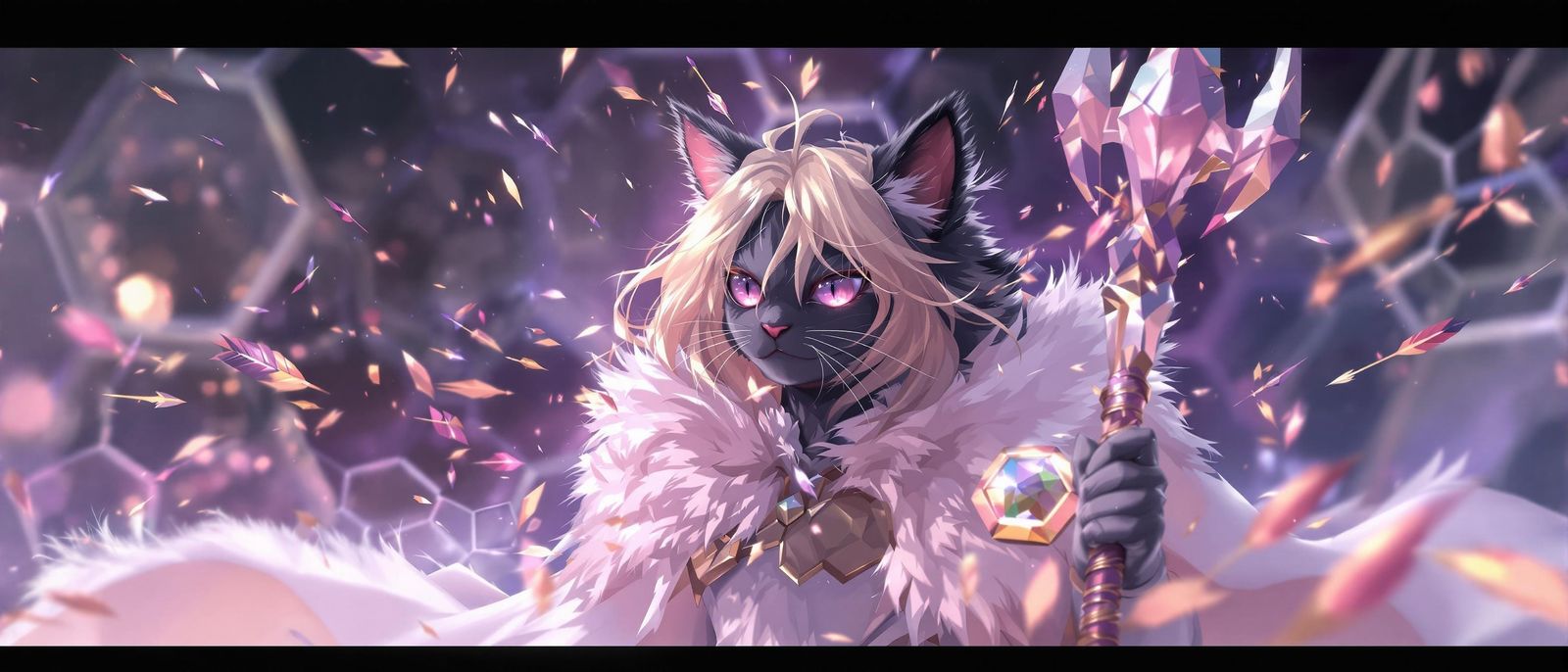 Anthropomorphic Cat Warrior Defies Arrows in Misty Fantasy B...