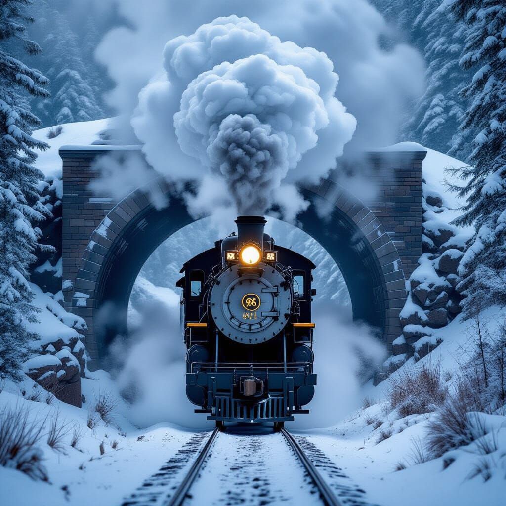 1880s Steam Locomotive Braves Sierra Blizzard