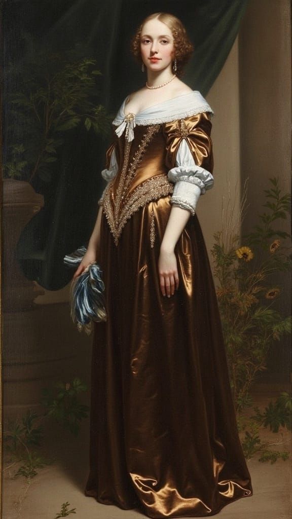 Elegant Lady in 17th Century Regal Attire