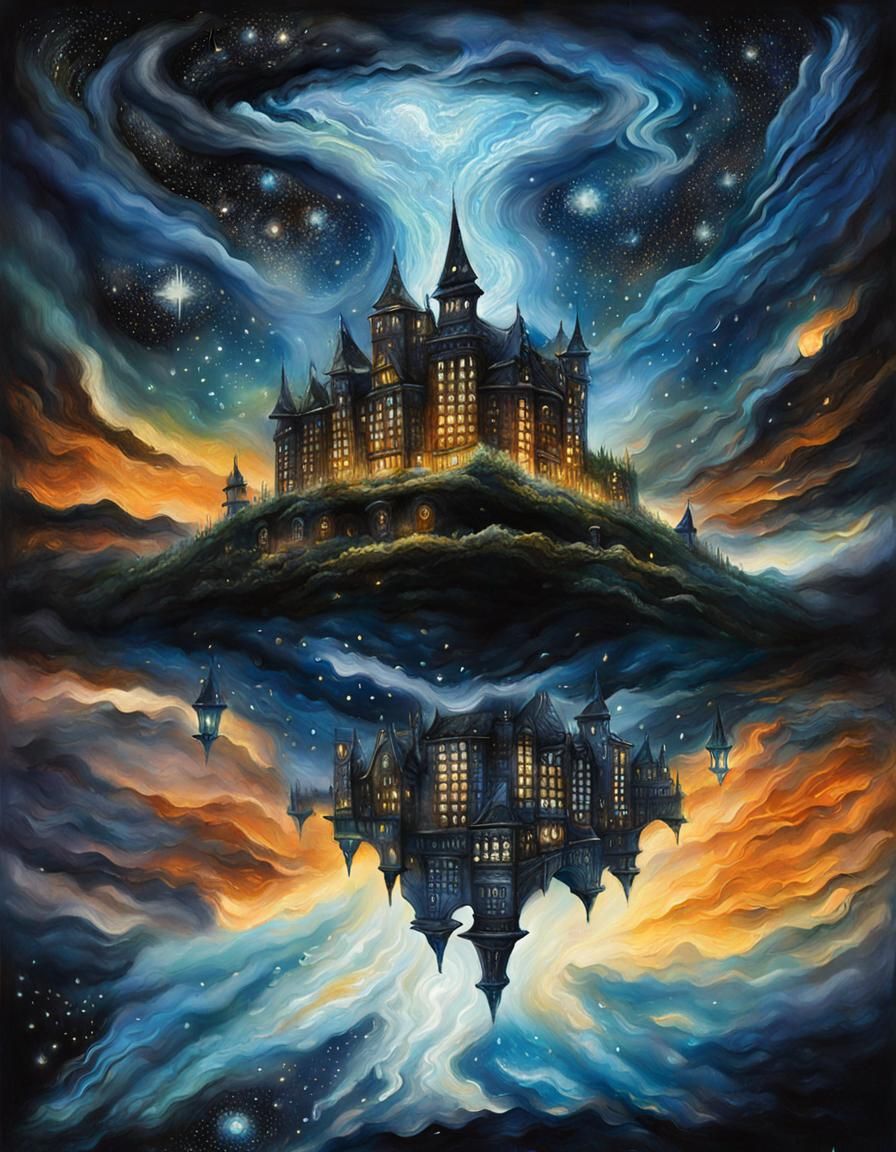 Upside Down Cityscape: Fantasy Double Exposure