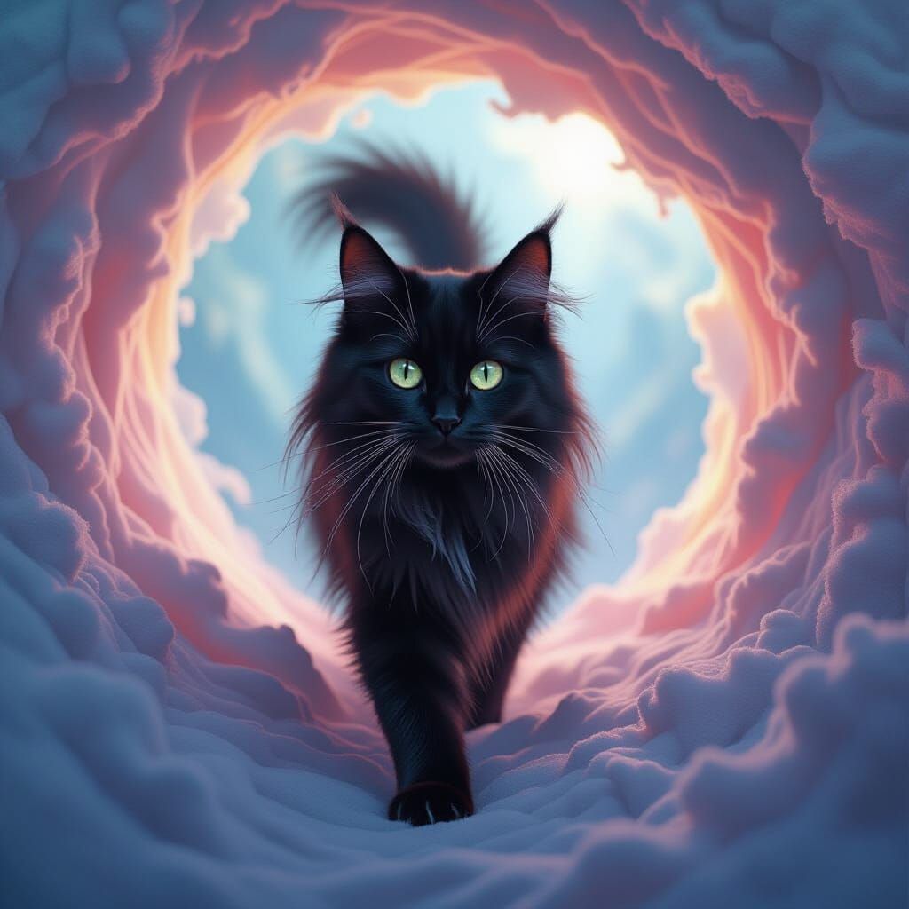 Black Cat Steps into a Cosmic Vortex