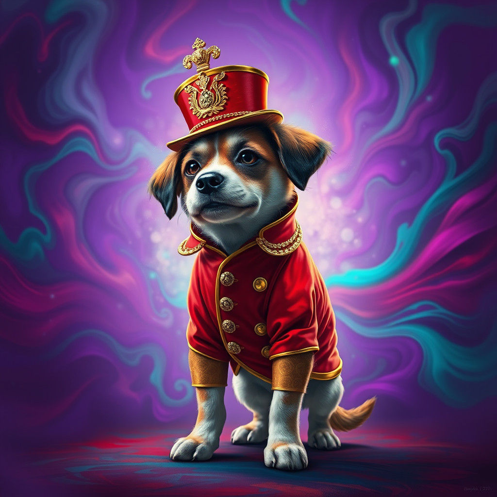 Ringmaster Dog in Surrealist Digital Art