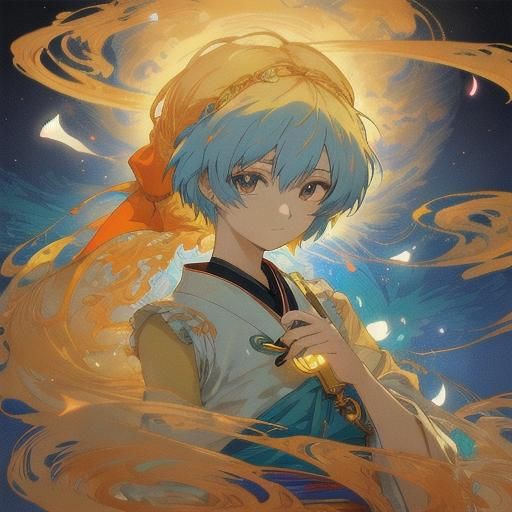 Rei Ayanami in Indian Sari: Anime Key Visual