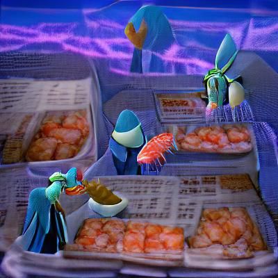 Cyberpunk Shrimp Stall in Night City