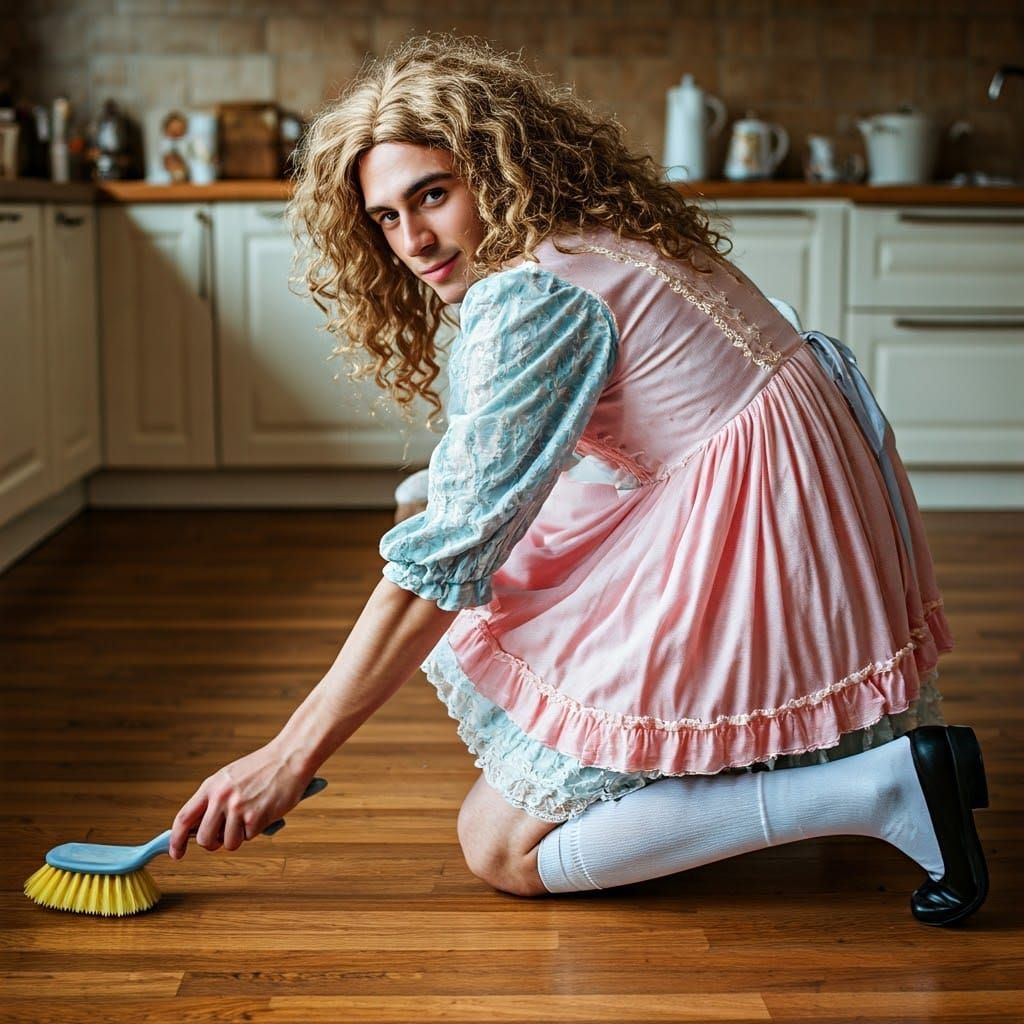 Dapper Gentleman Kneels in Elegant 19th Century Dress, Clean...