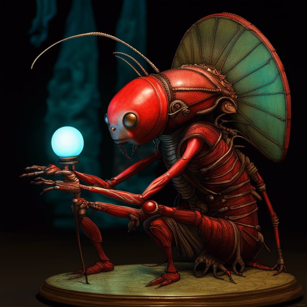 Creepy Insectoid Alien in Museum of Horrors