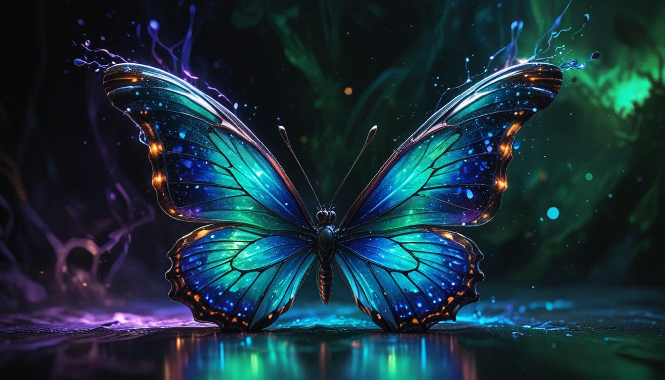 Surreal Butterfly Hat With Bioluminescent Neon Glow