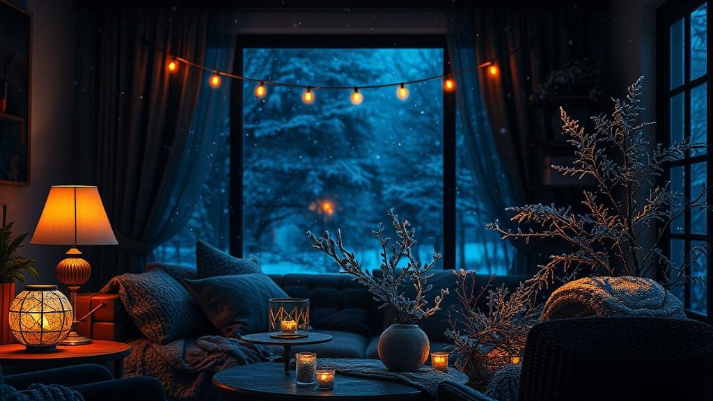 Winter Wonderland in a Cozy Living Room