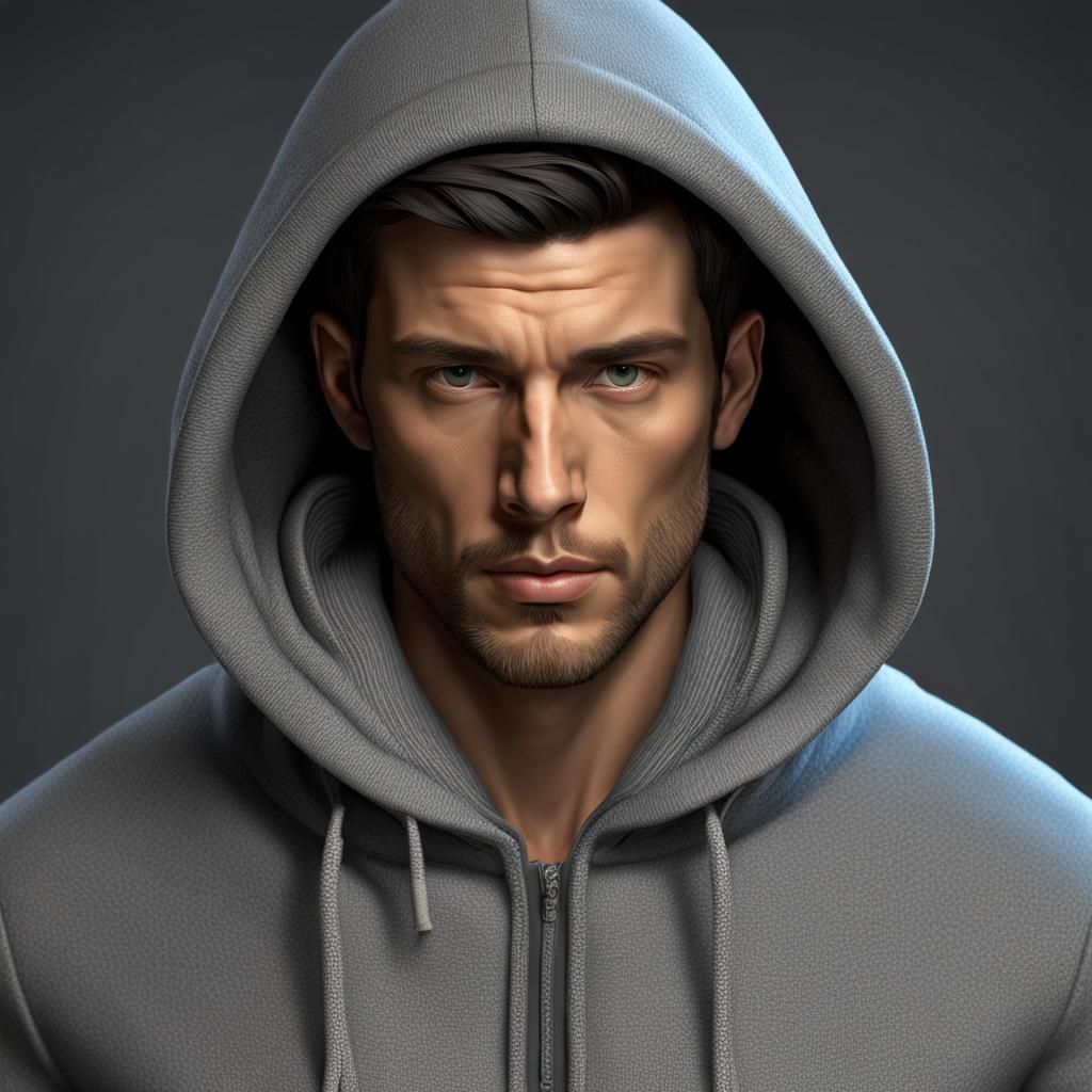 Hooded Man: Expressionist Portrait with Captivating Colors