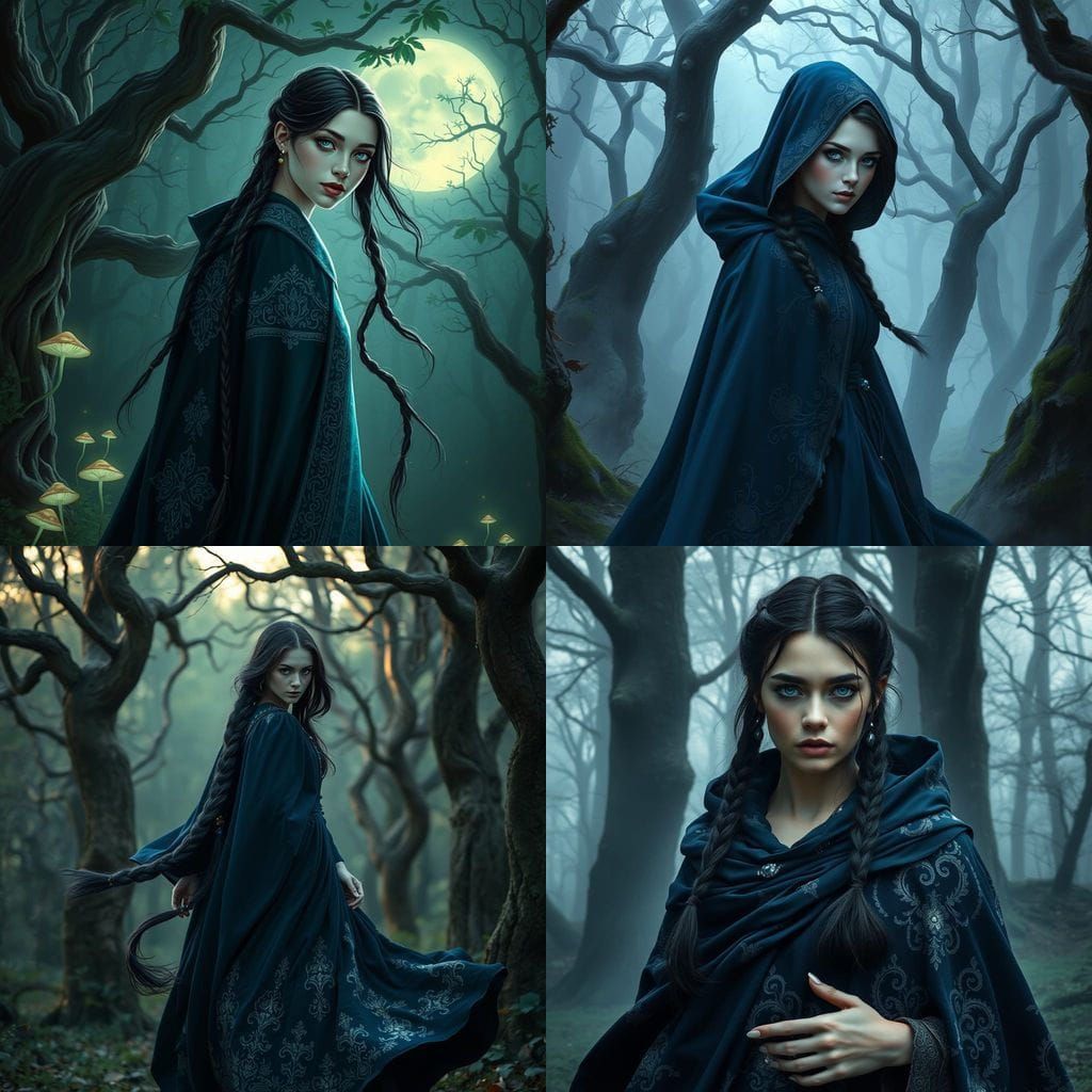 Slavic Warlock in Ancient Forest Glides with Enchanting Pres...