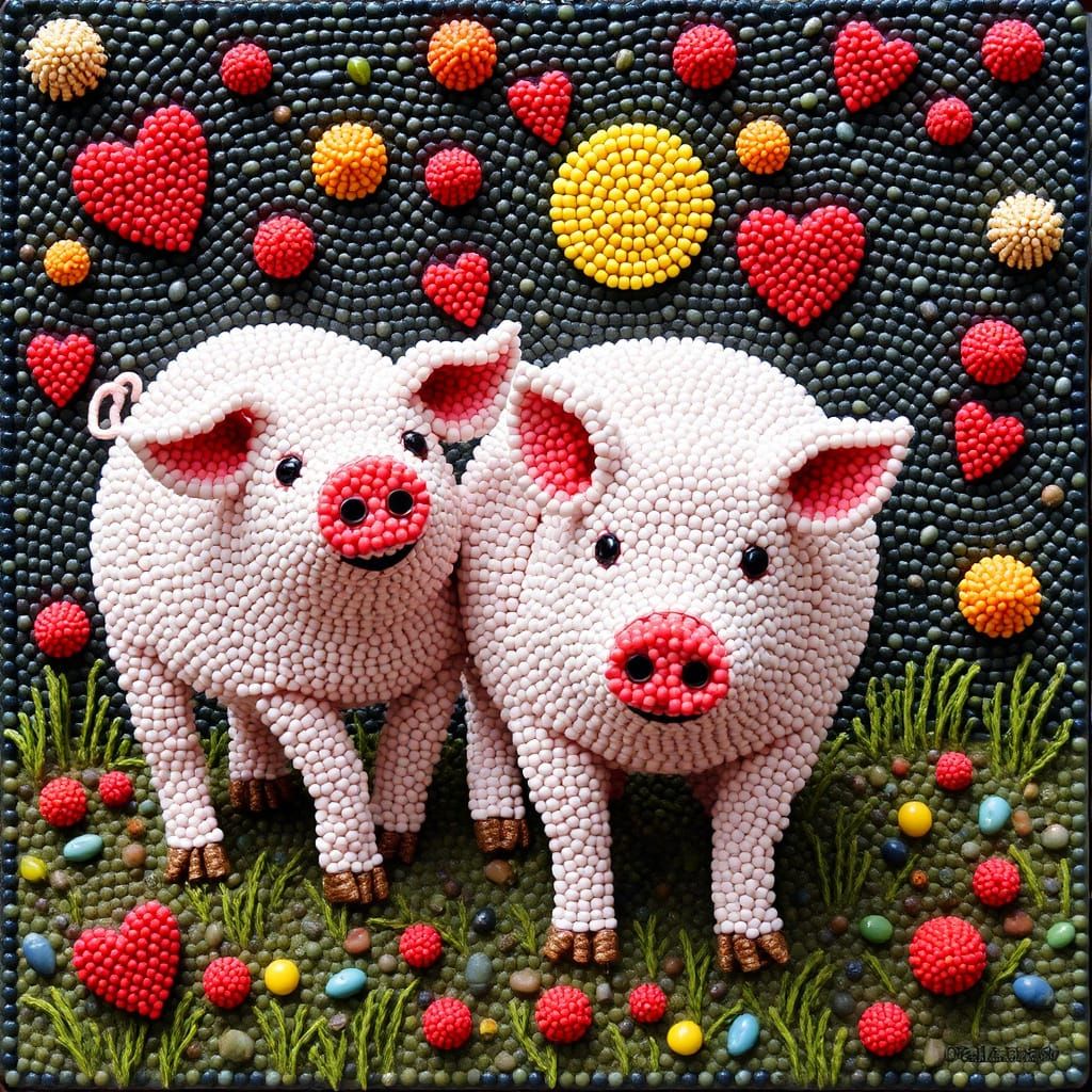 Pigs in Bead Blast: Renaissance Meets Abstract Art