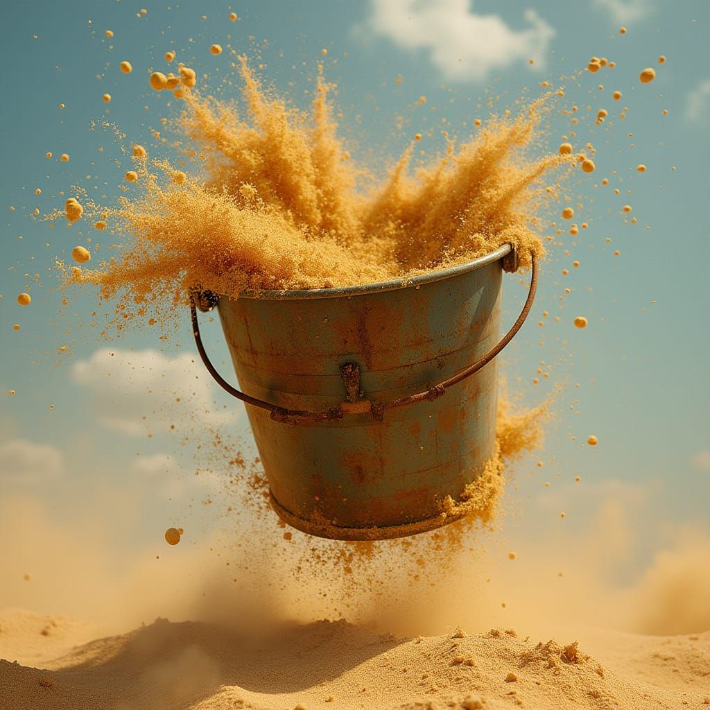 Surreal Eimer Flies Through the Air with Sand Spraying Every...