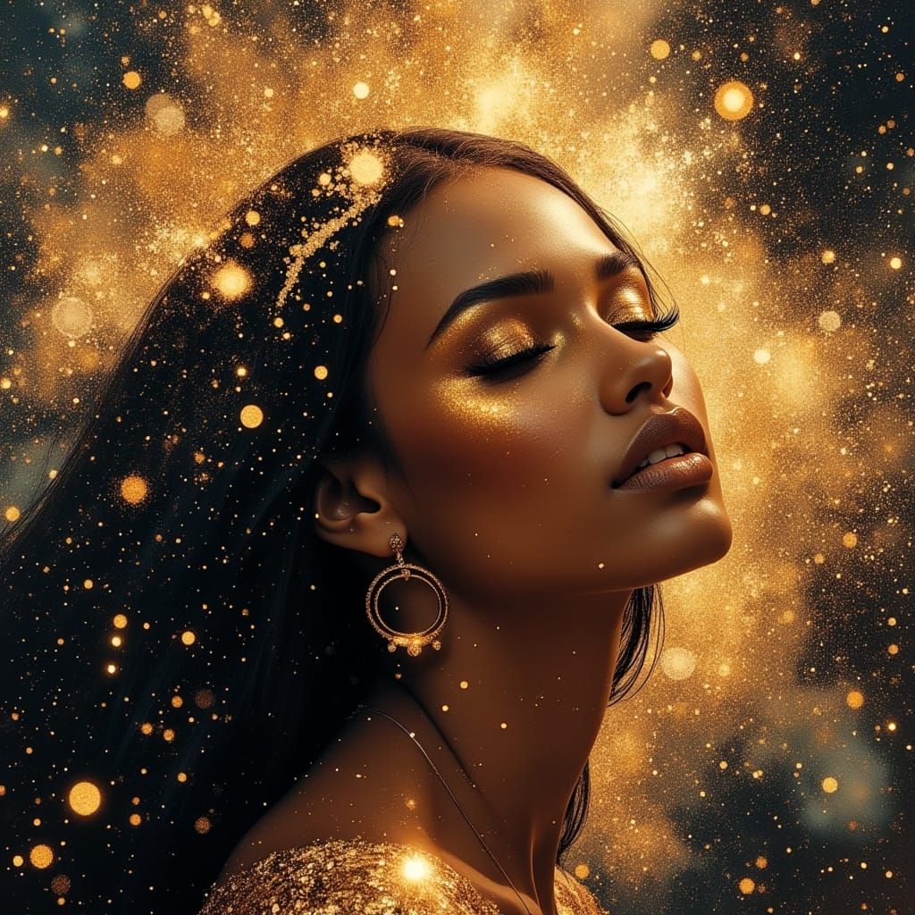 Celestial Woman in Divine Oil Painting Style