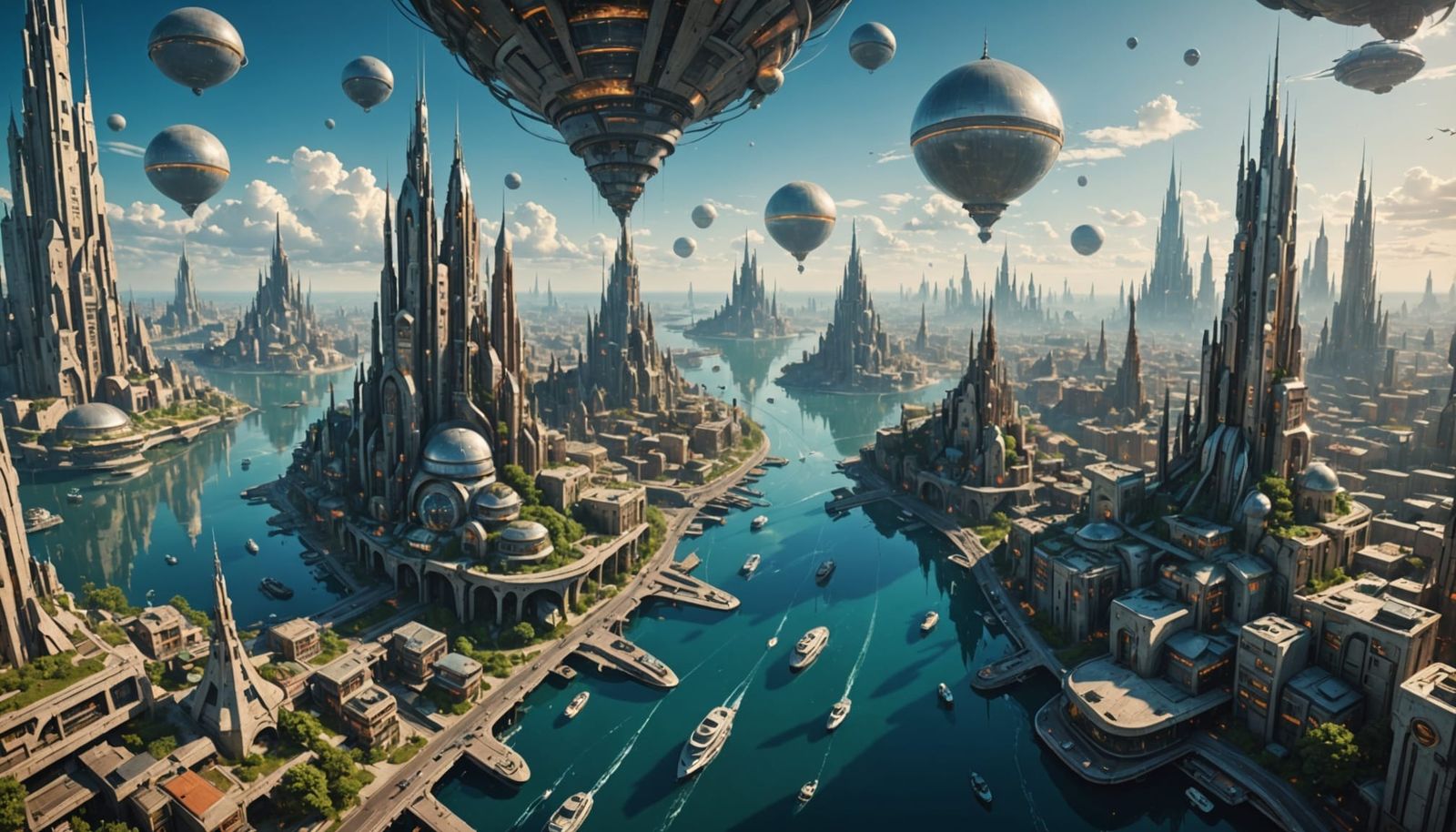 Futuristic Floating Cities Landscape