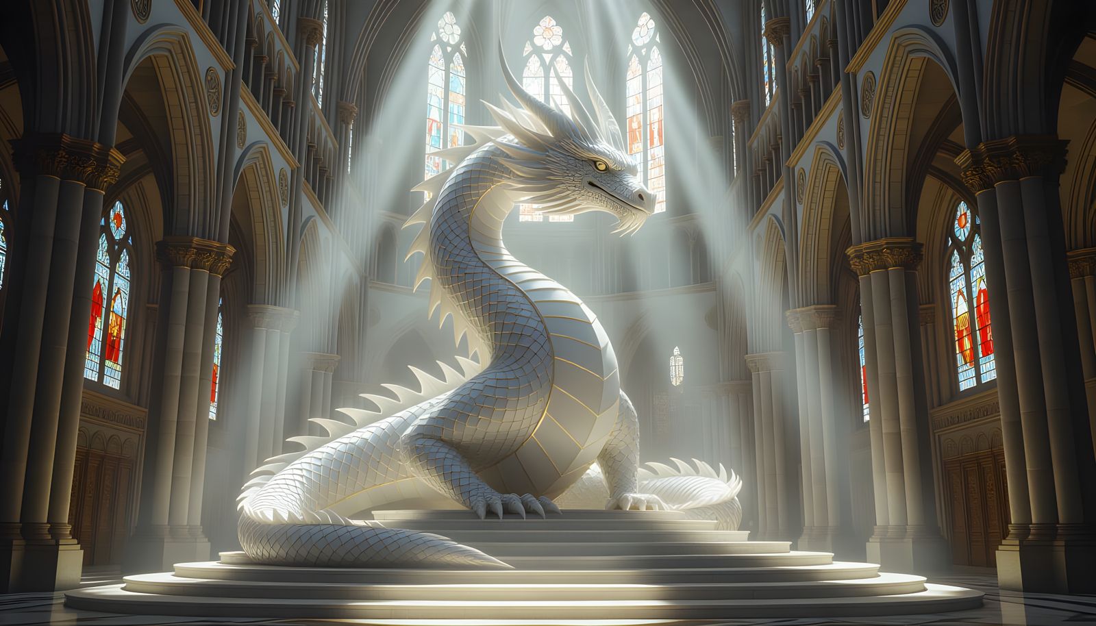 Marble Dragon on Cathedral Staircase