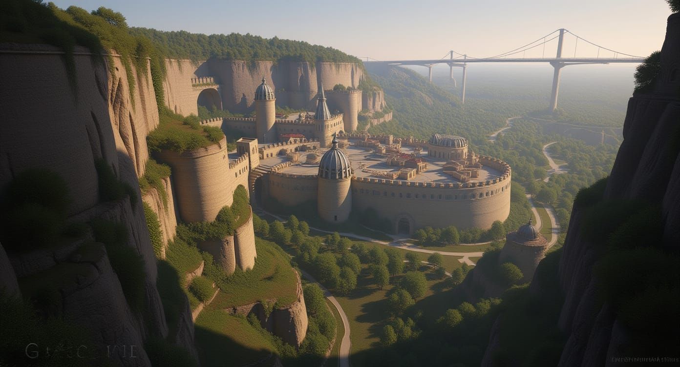 Fantasy Medieval City on Cliffside, Unreal Engine Style