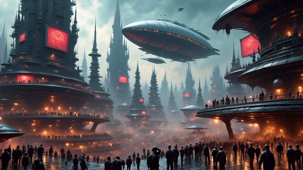 Cyberpunk Cityscape in a Dystopian Futuristic Metropolis