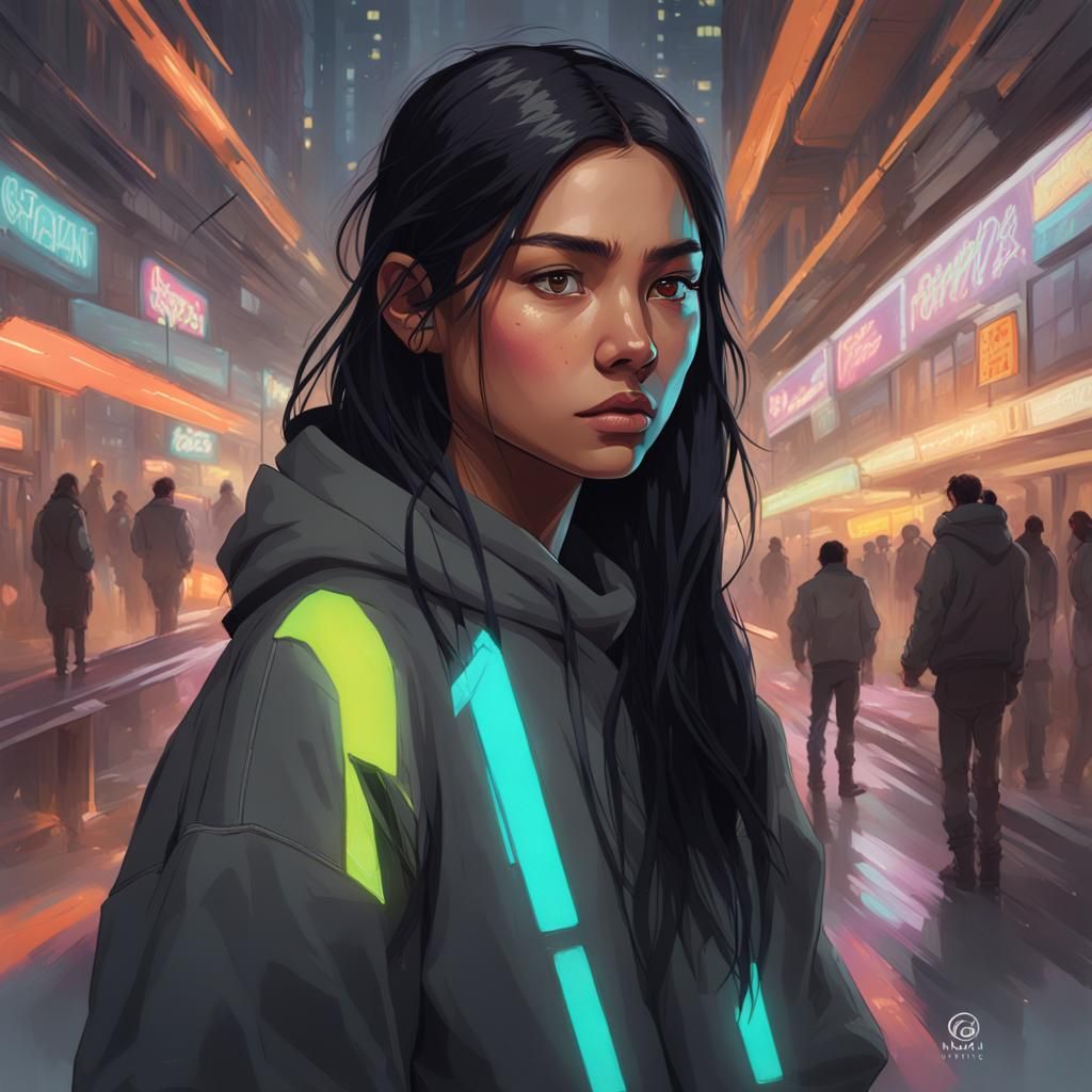 Detailed Portrait of Girl with Dark Hair
