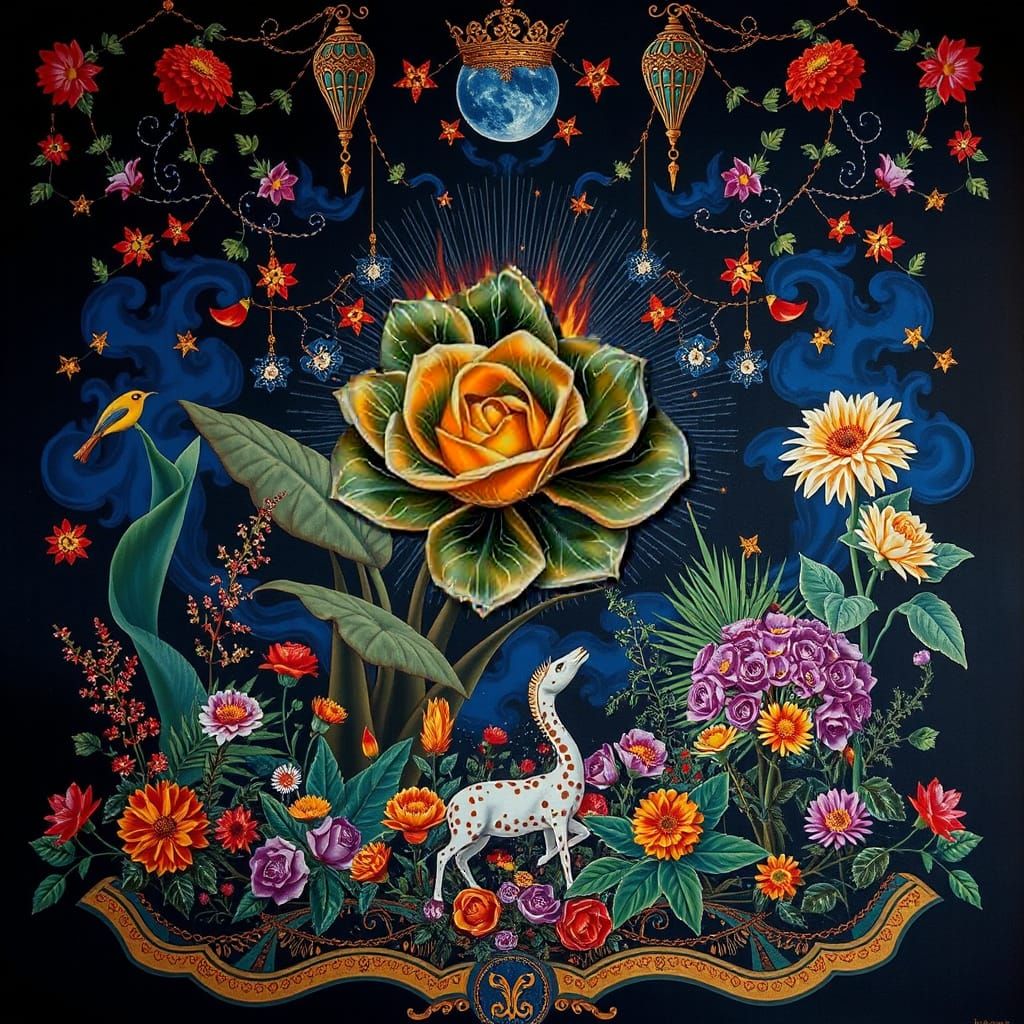 Psychedelic Garden of Cosmic Mystery and Tropical Heat