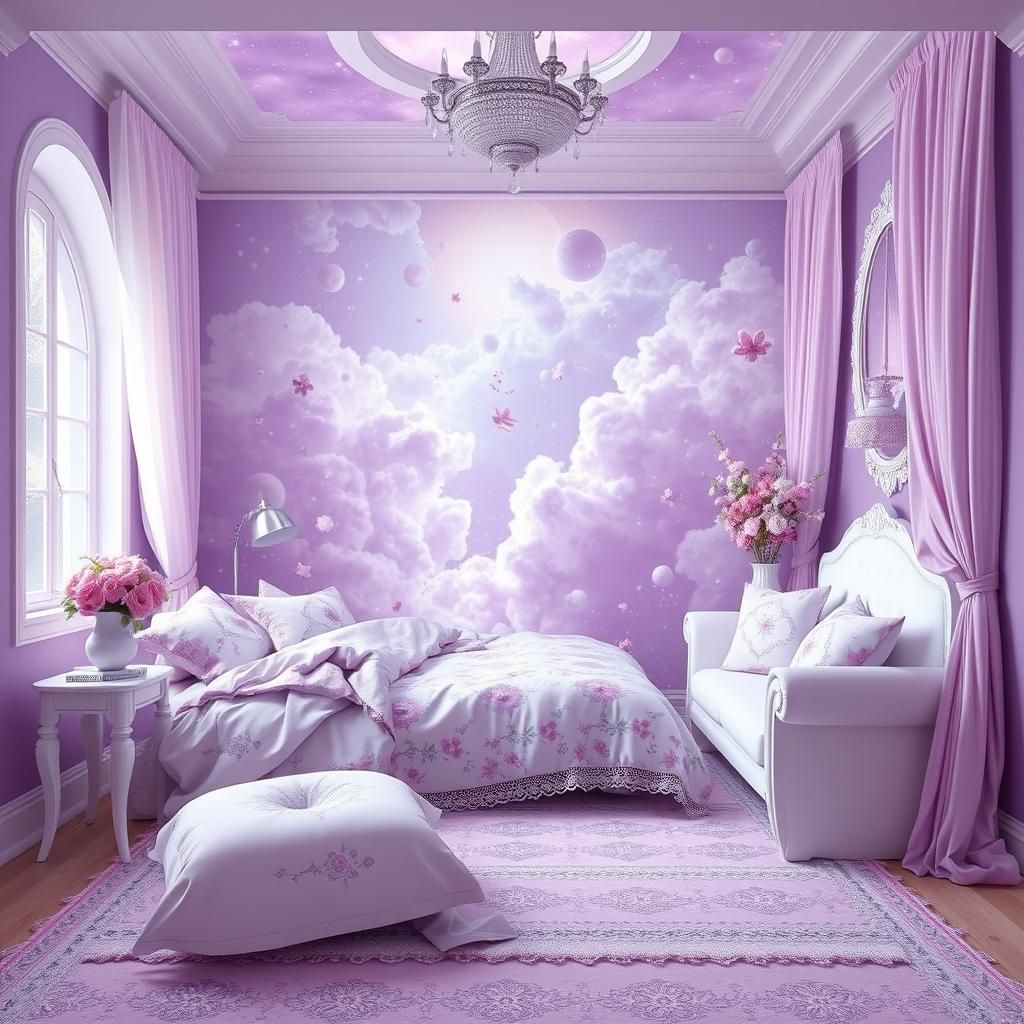 Pastel Purple Dream Room in Digital Art Style