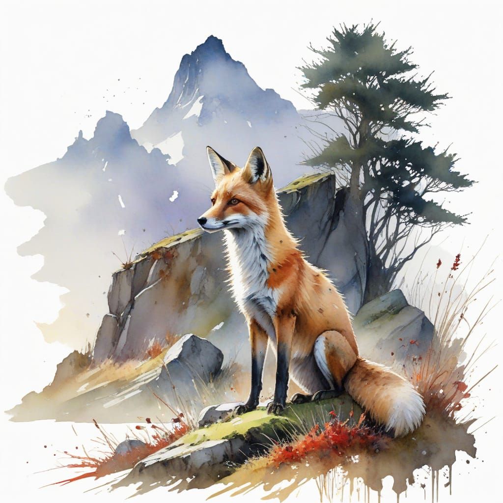 Autumn Celtic Landscape with Fox
