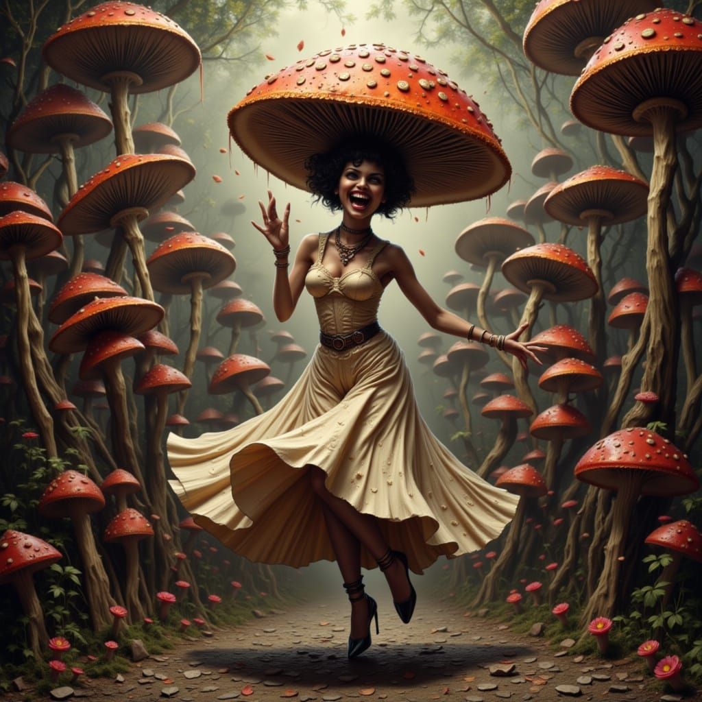 Crazy Mushroom with Flapper Dancers in the Twenties