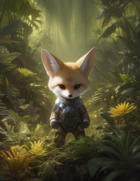 Fennec Fox Astronaut Exploring Alien Jungle