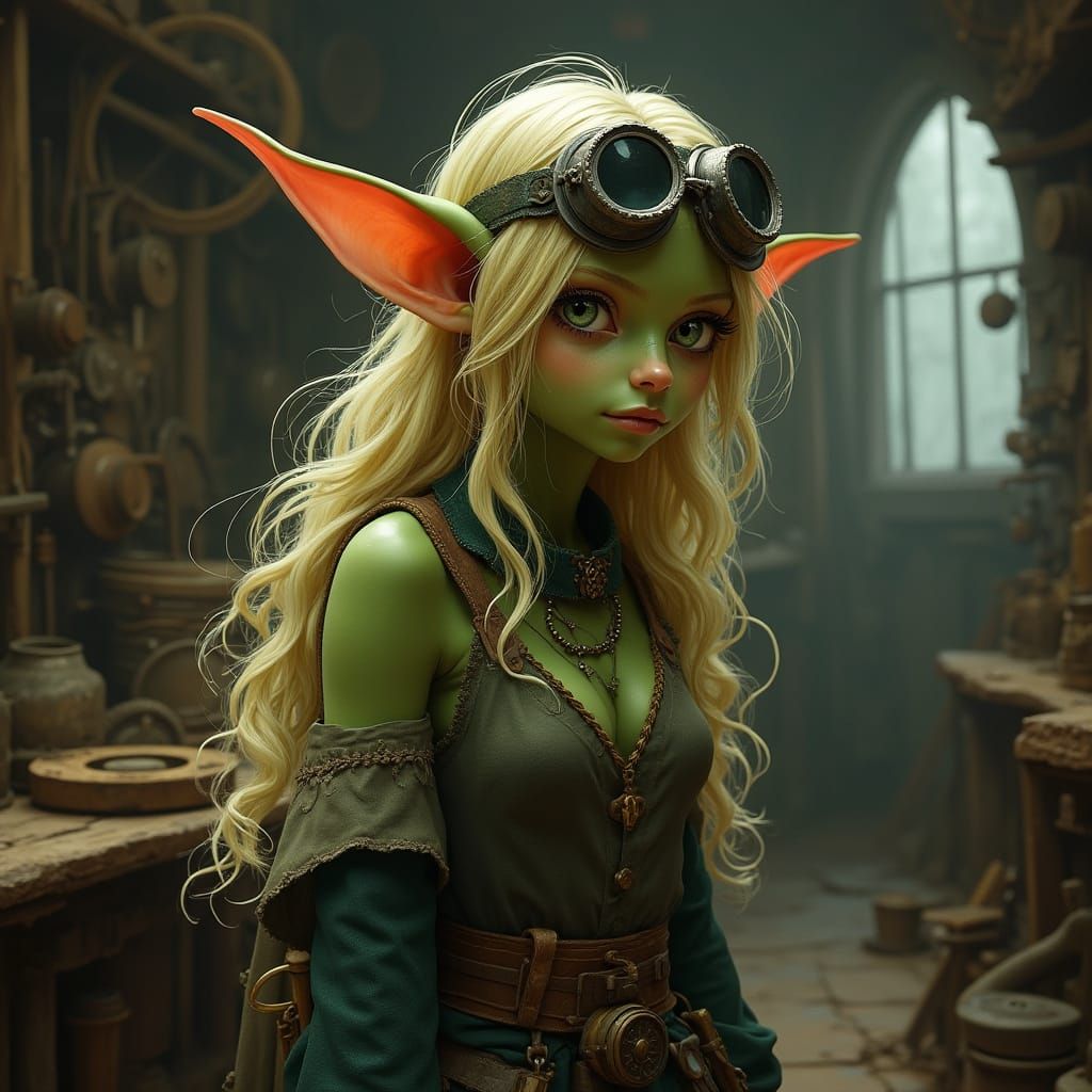 Goblin Girl Artificer in Fantasy Setting