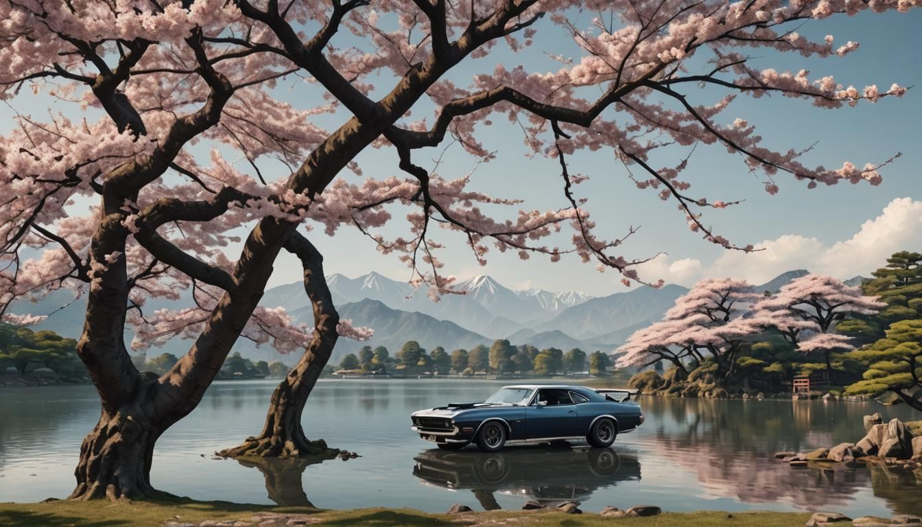 Ancient Sakura Tree by Lake Serenity
