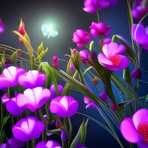 Sweet Pea with Fairies in Detailed Digital Art