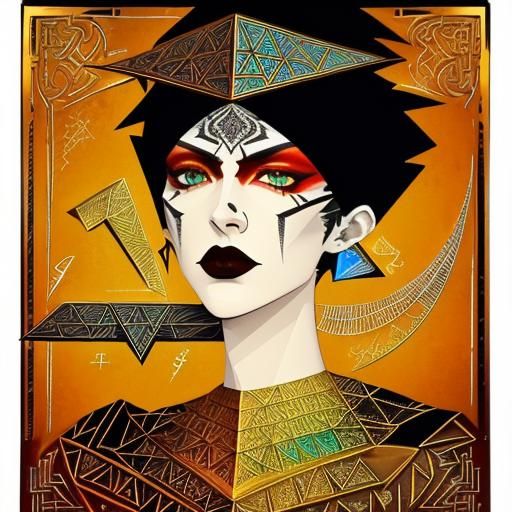 Complex Calligraphic Design with Vibrant Colors