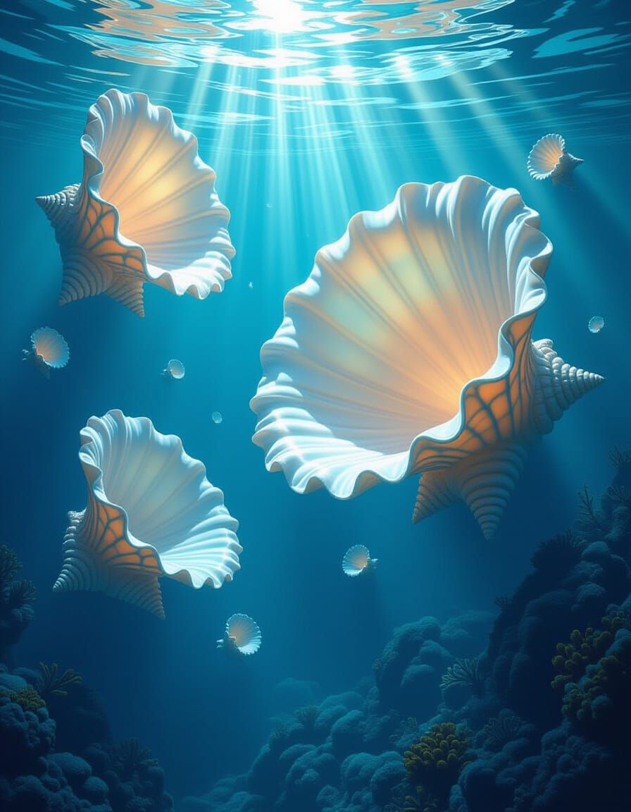 Giant Bioluminescent Seashells in Liquid Light