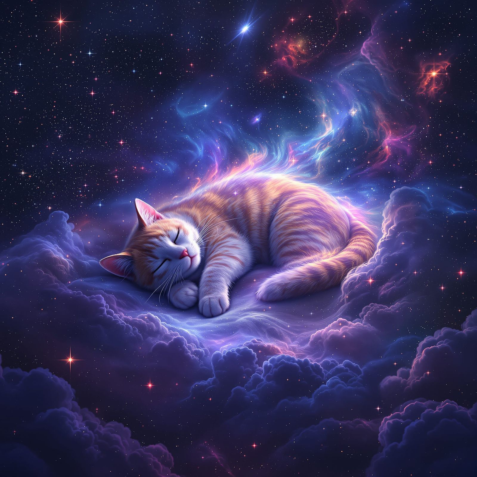 Cosmic Cat Nebula Drifts Through Starry Void