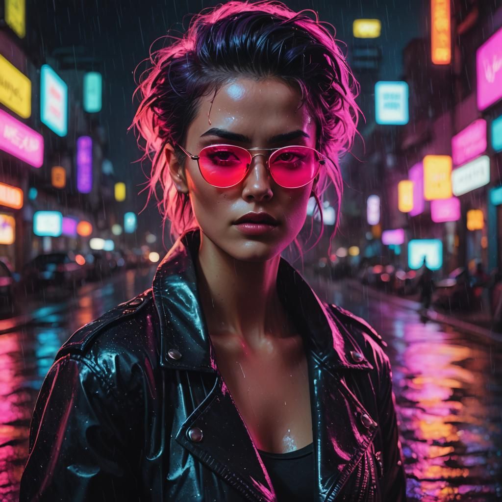Neon Portrait in Synthwave Style