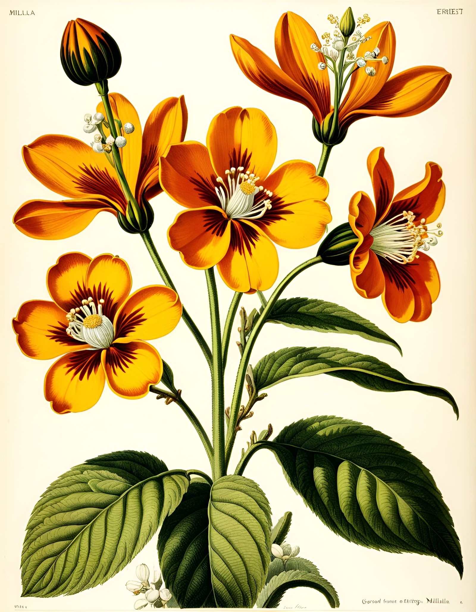 Marigold Flower: Botanical Ink Illustration